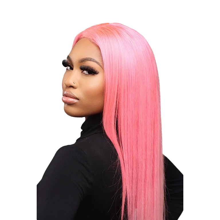 Raw 100% Virgin Unprocessed 13x4 HD Lace Wigs Straight Pink 150%