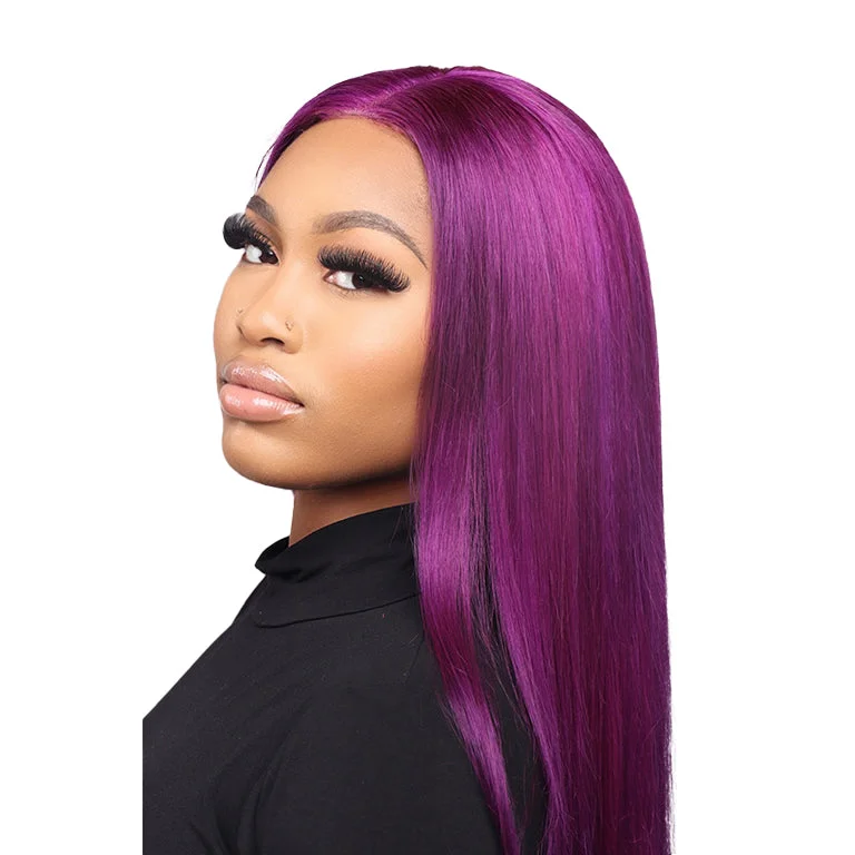 Raw Brazilian 100% Virgin Unprocessed 13X4 HD Lace Wig Straight Purple 150%