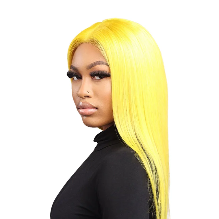 Raw Brazilian 100% Virgin Unprocessed 13X4 HD Lace Wig Straight Yellow 150%