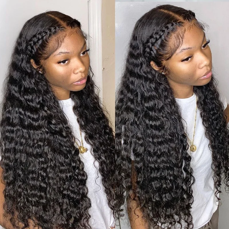 Real Swiss Lace Skin Melt 13x4 HD Lace Front Wigs Deep Wave Virgin Hair With Baby Hair