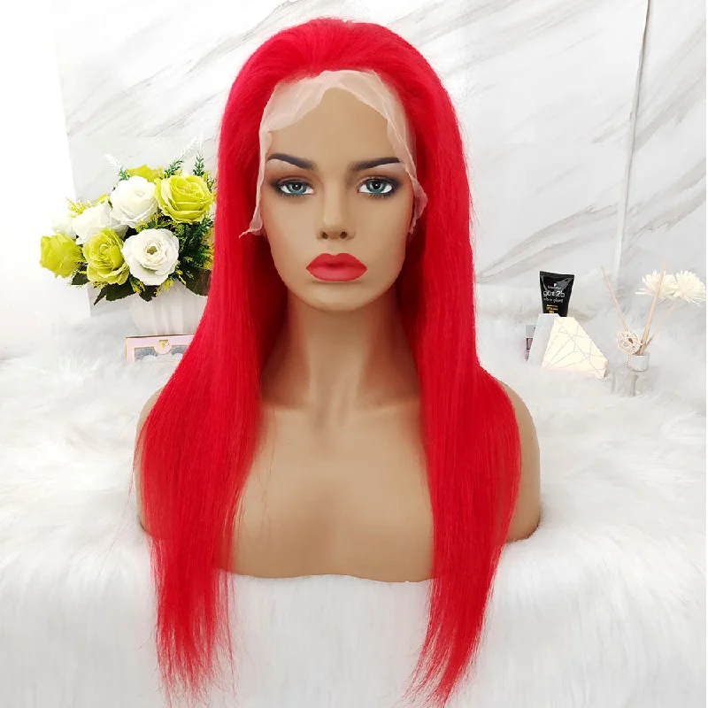 New #RED Color 13x4 Lace Frontal Wig Straight Human Hair Surprisehair