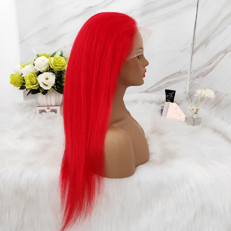 New #RED Color 13x4 Lace Frontal Wig Straight Human Hair Surprisehair