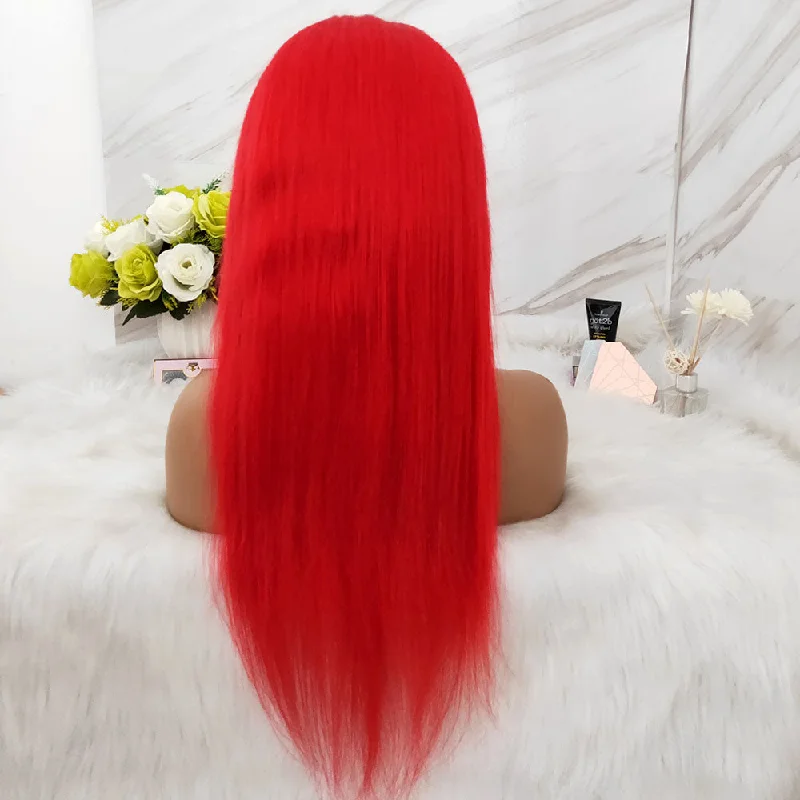 New #RED Color 13x4 Lace Frontal Wig Straight Human Hair Surprisehair