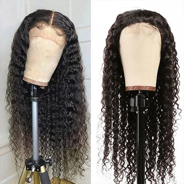 Reshine Hair 10-30 inch Brazilian Human Hair Deep Water Wave Lace Front Wigs Pre Plucked Closure Wig