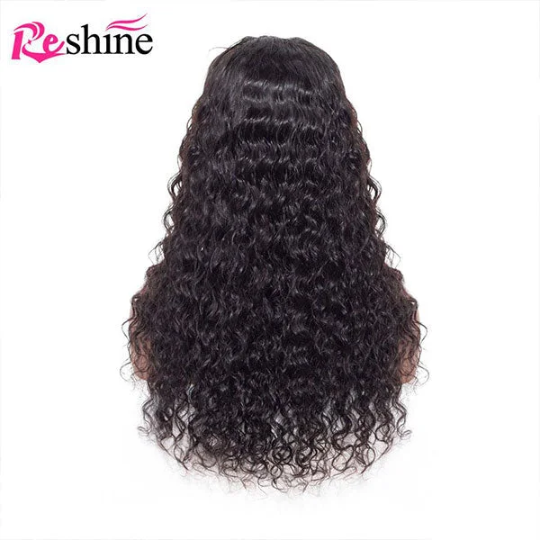 Reshine Hair 10-30 inch Brazilian Human Hair Deep Water Wave Lace Front Wigs Pre Plucked Closure Wig