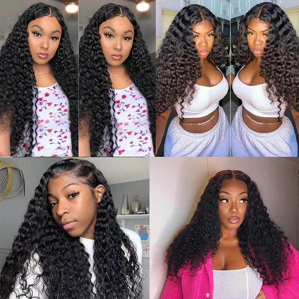 Reshine HD Lace Front Wig 10-30 Inch Brazilian Curly Hair Deep Wave Human Hair Wigs Pre Plucked