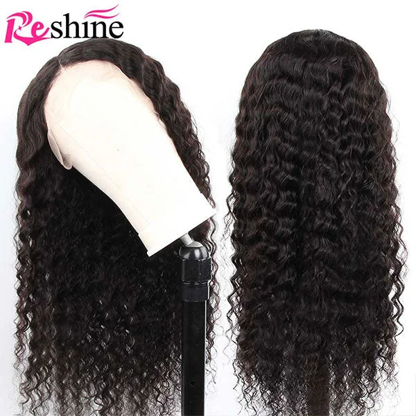 Reshine HD Lace Front Wig 10-30 Inch Brazilian Curly Hair Deep Wave Human Hair Wigs Pre Plucked