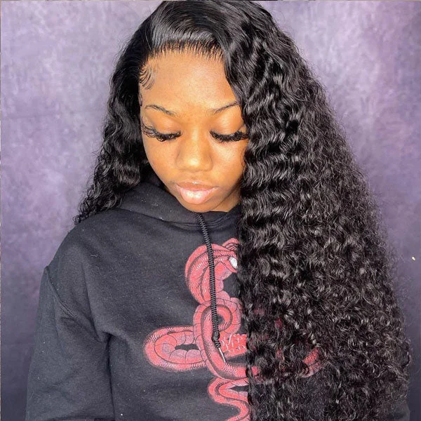 Reshine Hair Deep Curly Brazilian Hair 4x4 Lace Closure Wig Deep Wave Lace Front Wigs Human Hair Pre Plucked