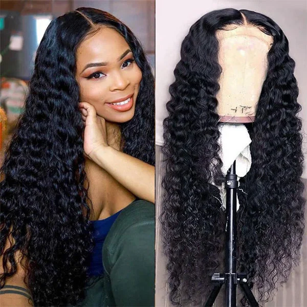 Reshine Hair Deep Wave Human Hair Lace Front Wigs Pre Plucked Deep Curly Brazilian Hair Wigs