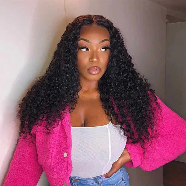 Reshine Hair Deep Wave Brazilian Curly Hair 13x4 Lace Front Human Hair Wigs For Black Woman Natural Color