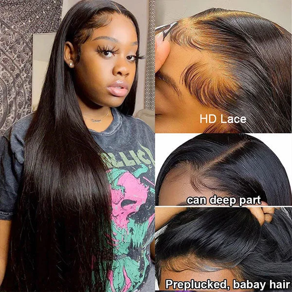 [HD Lace] Reshine Straight Hair 4x4 Closure Wig Straight Human Hair Wigs 13x4 Lace Front Wigs