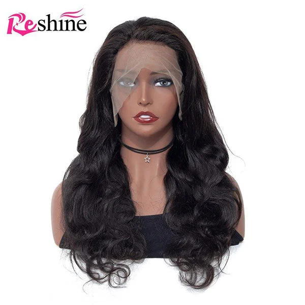 Reshine 30inch Virgin Human Hair Wigs Body Wave Hair 13x6 Transparent Lace Front Wigs For Women