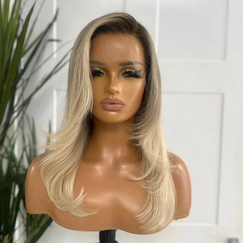 16 inches Rooted Light  Blonde Lace Front  Human Hair Wig-RICHIE