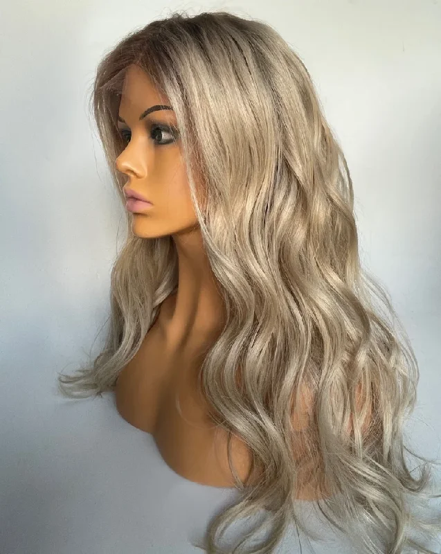 Rooted Ash Blonde Wig - HD Silk Base European Hair - Invisible Knots - Natural Hairline