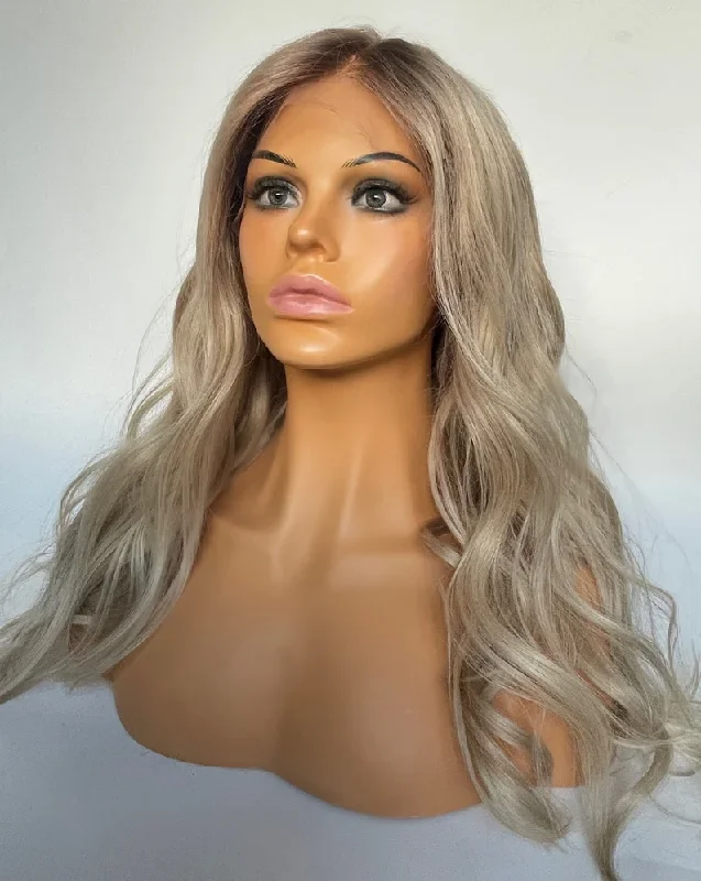 Rooted Ash Blonde Wig - HD Silk Base European Hair - Invisible Knots - Natural Hairline