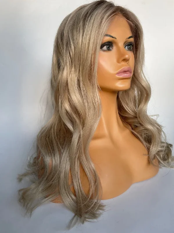 Rooted Ash Blonde Wig - HD Silk Base European Hair - Invisible Knots - Natural Hairline