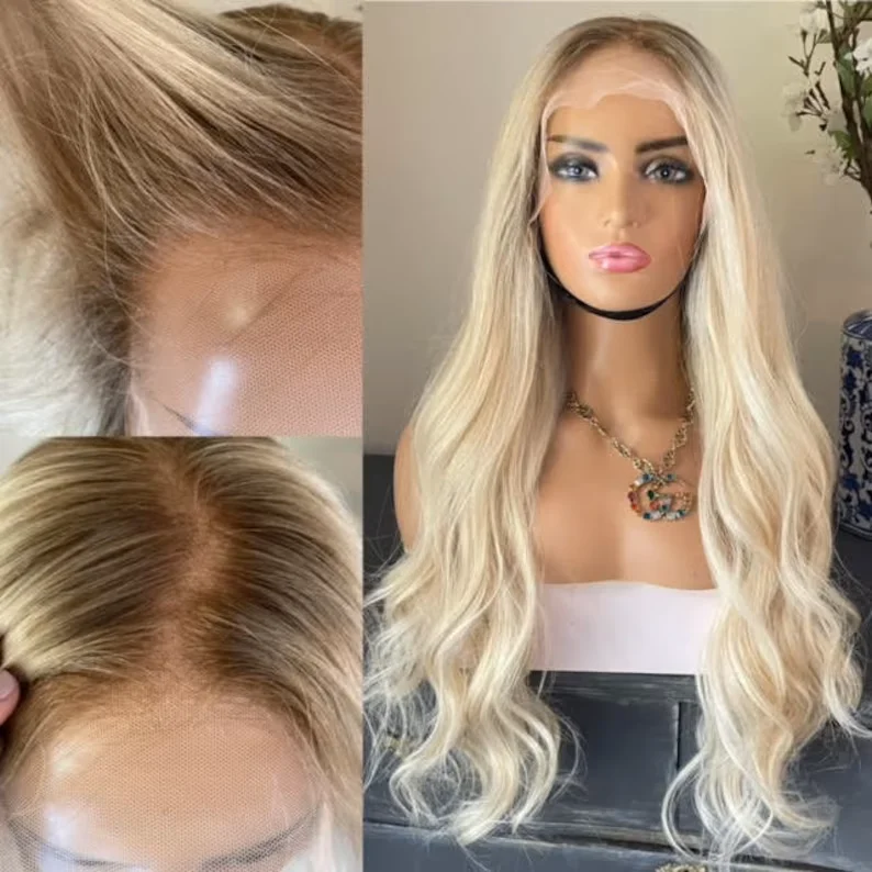 Rooted Blonde Wig - HD Silk Base European Hair - Invisible Knots - Natural Hairline