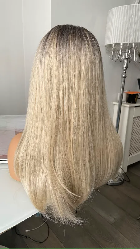 Rooted Blonde Wig - HD Silk Base European Hair - Invisible Knots - Natural Hairline