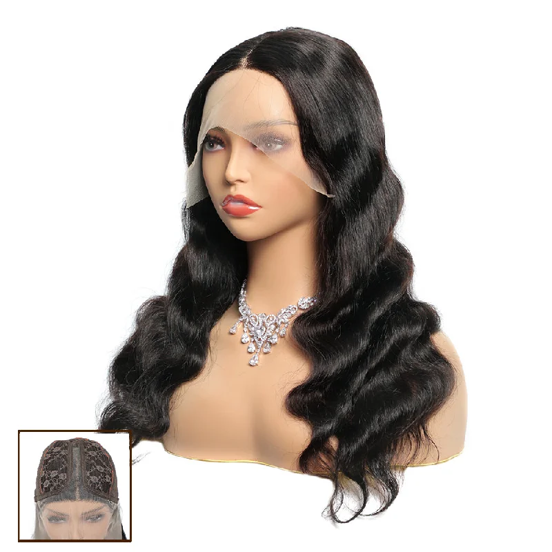 Sahar Kayla Body Wave Human Hair Lace Front T Part Wig #1B Natural Black