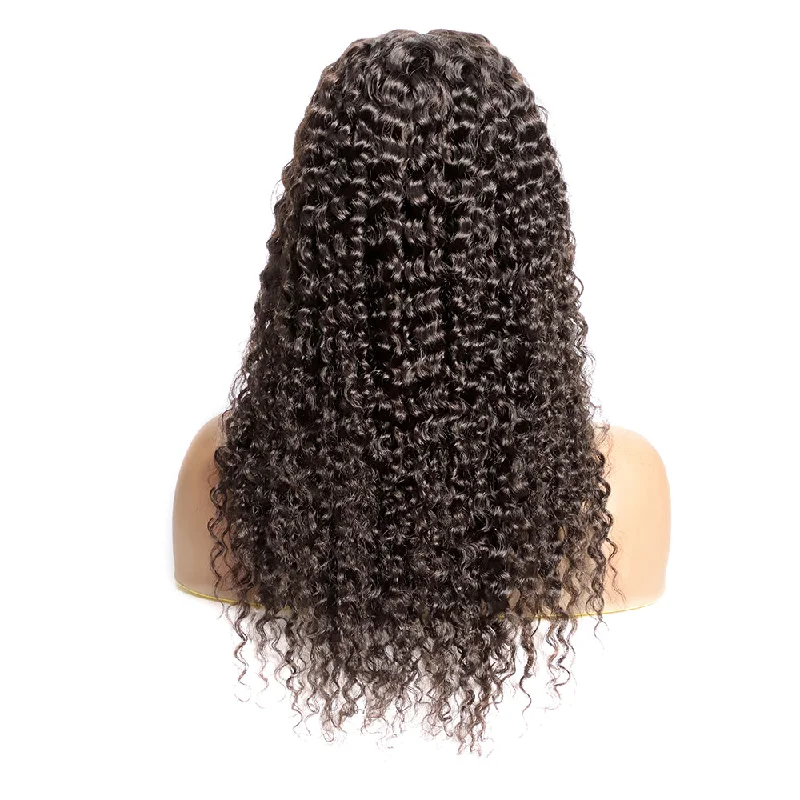 Sahar Tami Jerry Curl Human Hair Lace Front T Part Wig #1B Natural Black