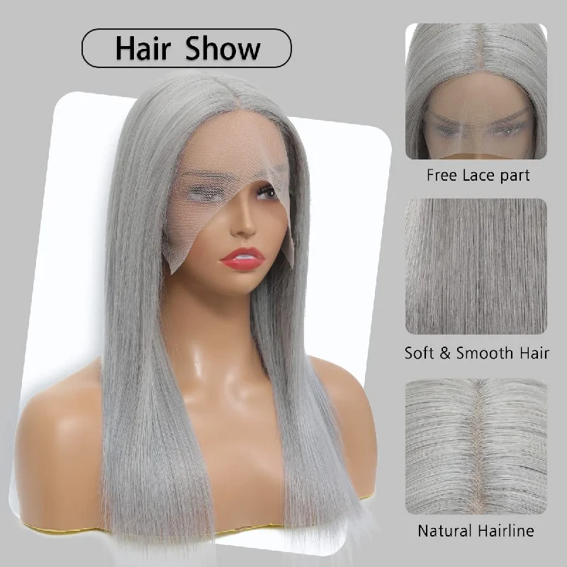 Sahar Tara Straight Human Hair Lace Front T Part Wig #Grey