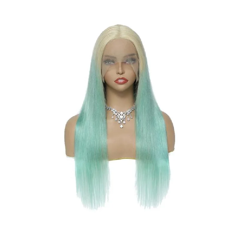 Sahar Tara Straight Human Hair Lace Front T Part Wig #T613-AQUA