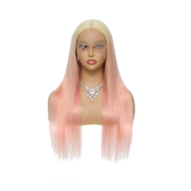 Sahar Tara Straight Human Hair Lace Front T Part Wig #T613-lightpink