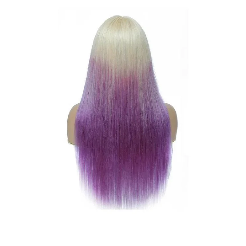 Sahar Tara Straight Human Hair Lace Front T Part Wig #T613-lightpurple