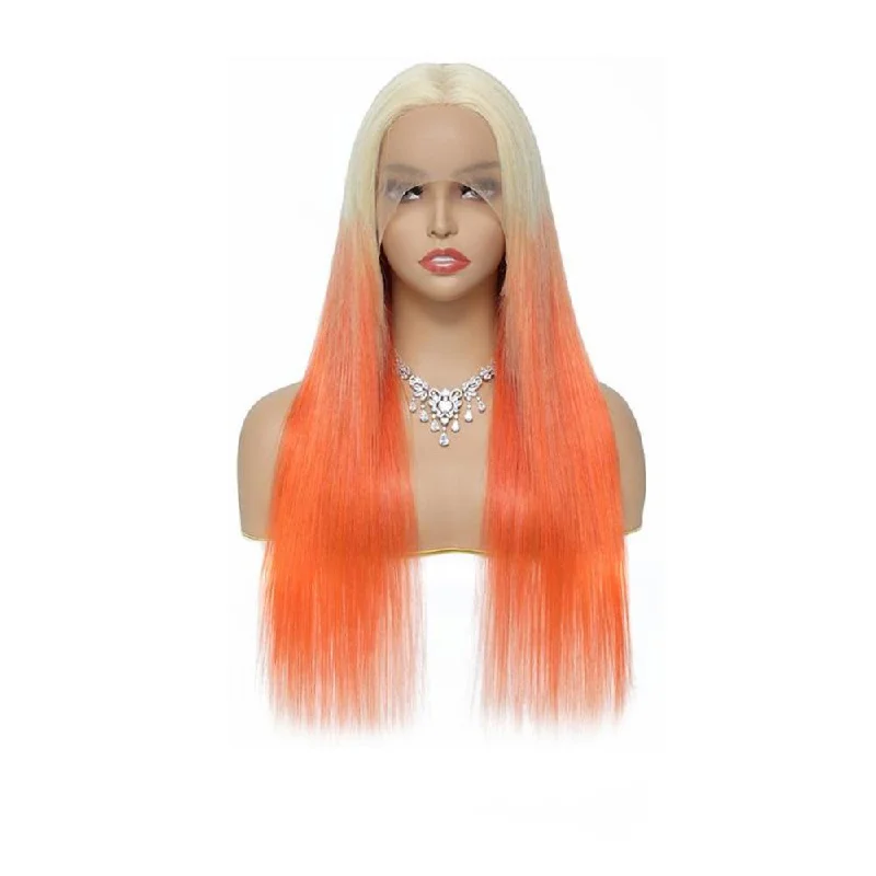 Sahar Tara Straight Human Hair Lace Front T Part Wig #T613-orange