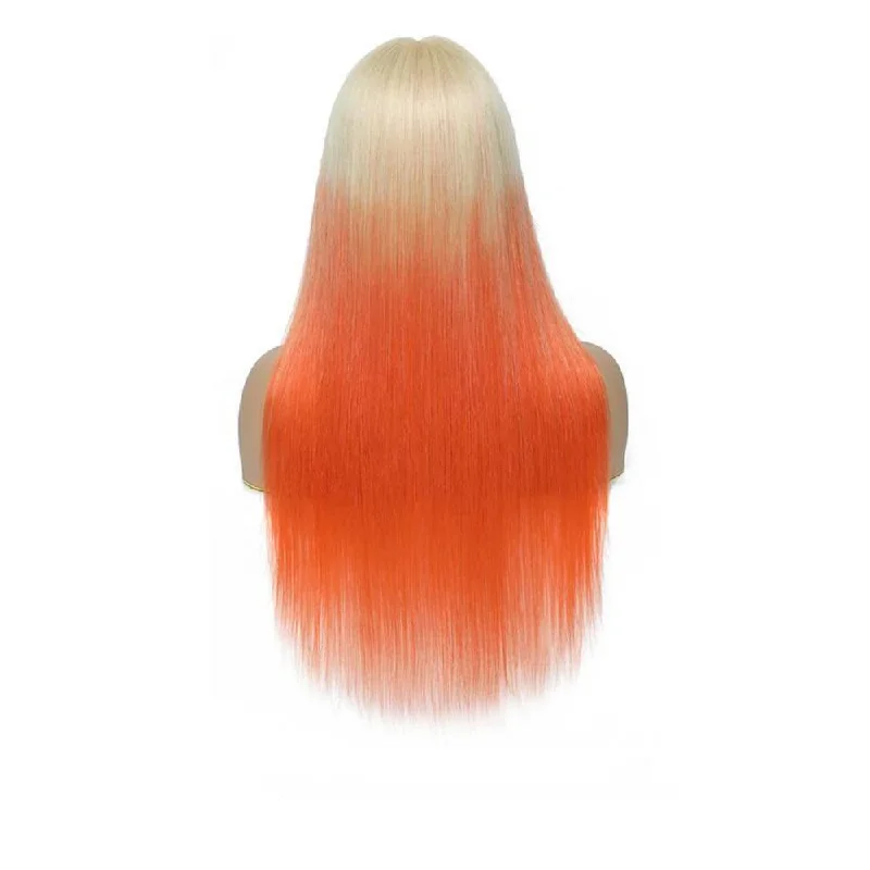 Sahar Tara Straight Human Hair Lace Front T Part Wig #T613-orange