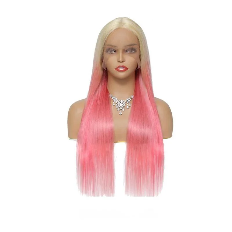 Sahar Tara Straight Human Hair Lace Front T Part Wig #T613-pink