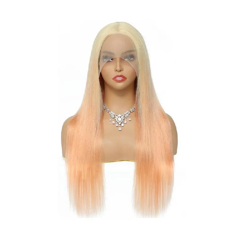 Sahar Tara Straight Human Hair Lace Front T Part Wig #T613-rosegold