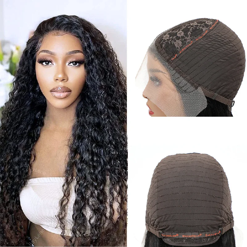 Sahar Water Wave Human Hair Lace Front T Part Wig #1B Natural Black