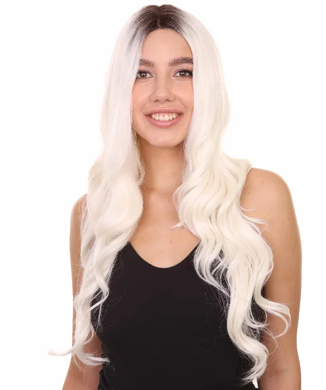 Scarlett Women's Long Length Lace  Front Wavy Dark Roots - Adult Fashion Wigs | Nunique