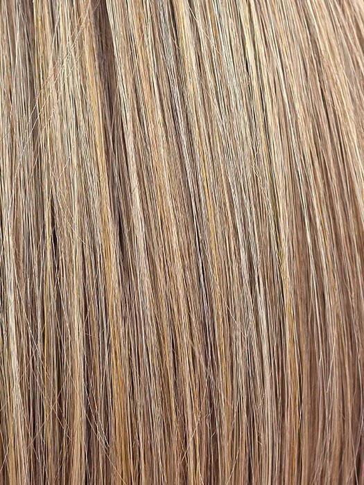 TOASTED-SHINE | Dark Honey Blonde highlights on top and Light Ash Brown base at the nape