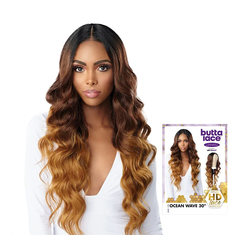 SENSATIONNEL BUTTA LACE HUMAN HAIR BLEND WIG OCEAN WAVE 30""