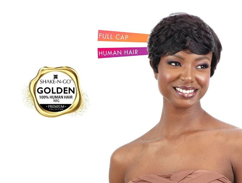 SHAKE N GO GOLDEN 100% HUMAN HAIR WIG - MEAGAN