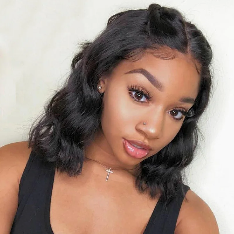 Short Body Wave Bob Wig Virgin Human Hair 13X4 Lace Front Wig Pre Plucked Hairline