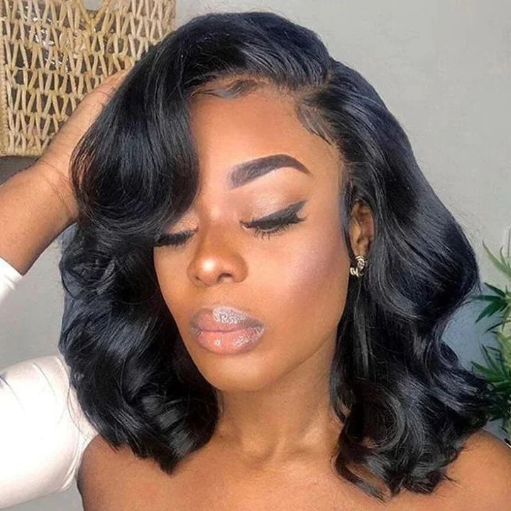 Flash Sale Short Body Wave Human Hair Wigs Glueless C-shaped Side Part Bob Wigs-Geeta Hair