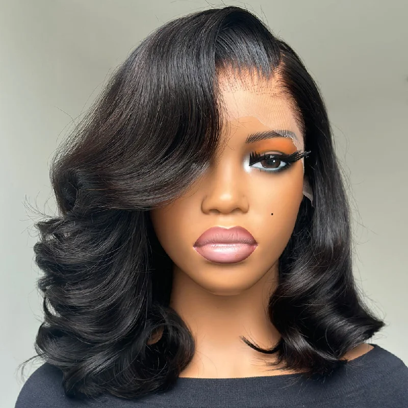 Side Part Layered Loose Wave Bob 13x4 Lace Front Wig