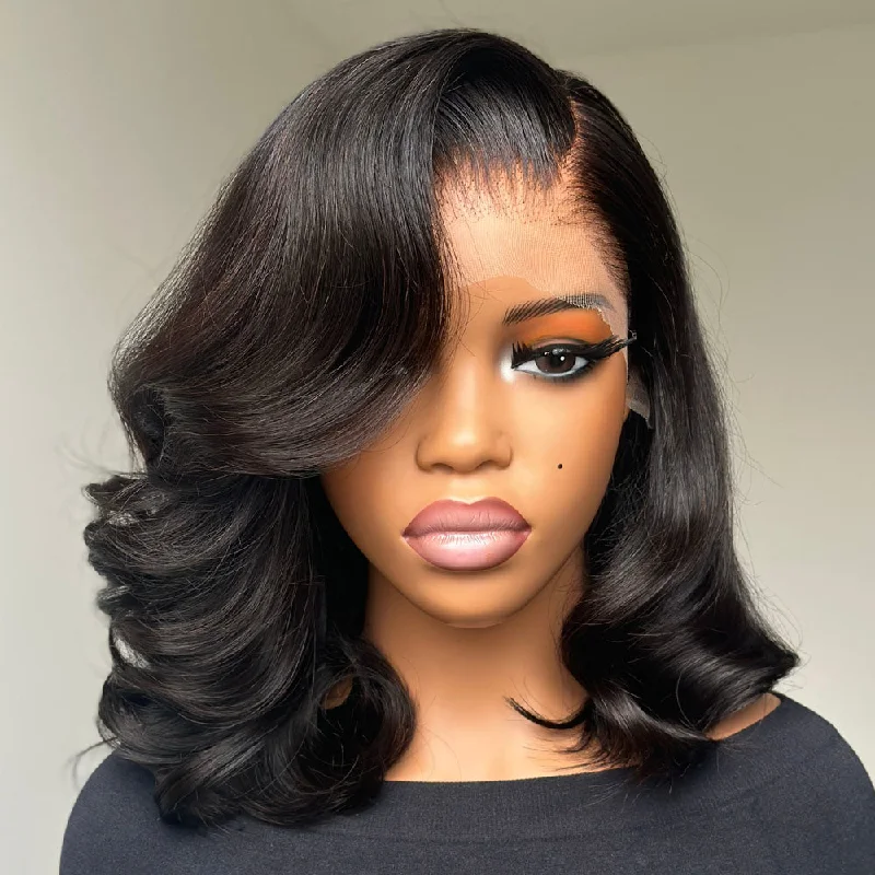 Side Part Layered Loose Wave Bob 13x4 Lace Front Wig