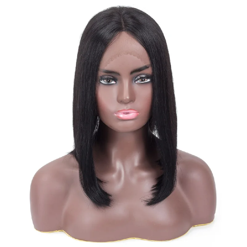 Sonia Straight Long Bob Human Hair Wig with Lace Middle Parting