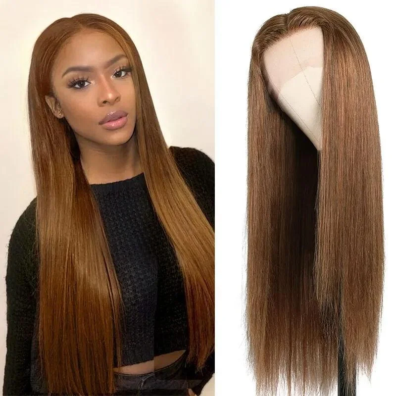 Straight Hair #4 Honey Brown Wig 13*4/T Part/4*4  Lace Wigs Human Hair Wigs 180 210 Density Vrvogue Hair