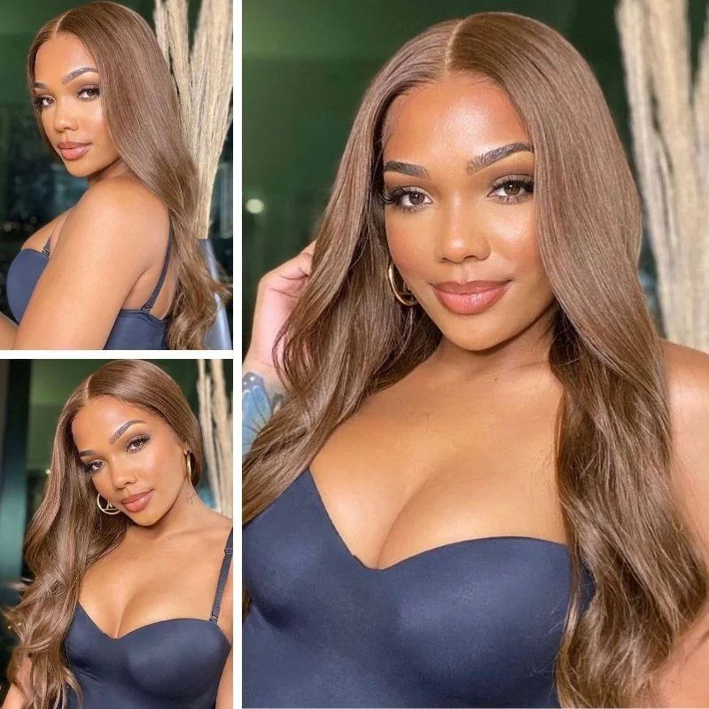 Straight Hair #4 Honey Brown Wig 13*4/T Part/4*4  Lace Wigs Human Hair Wigs 180 210 Density Vrvogue Hair