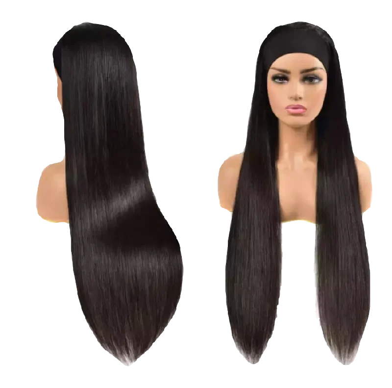 Straight Human Hair Headband Wig