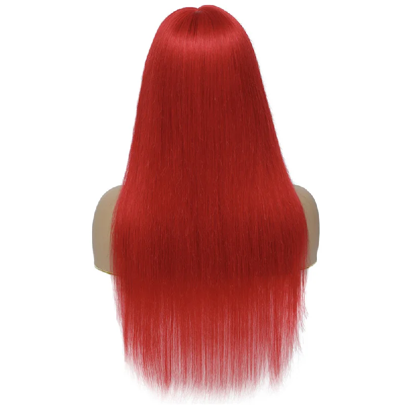 Tara Straight Human Hair T Part Lace Front Wig # Red