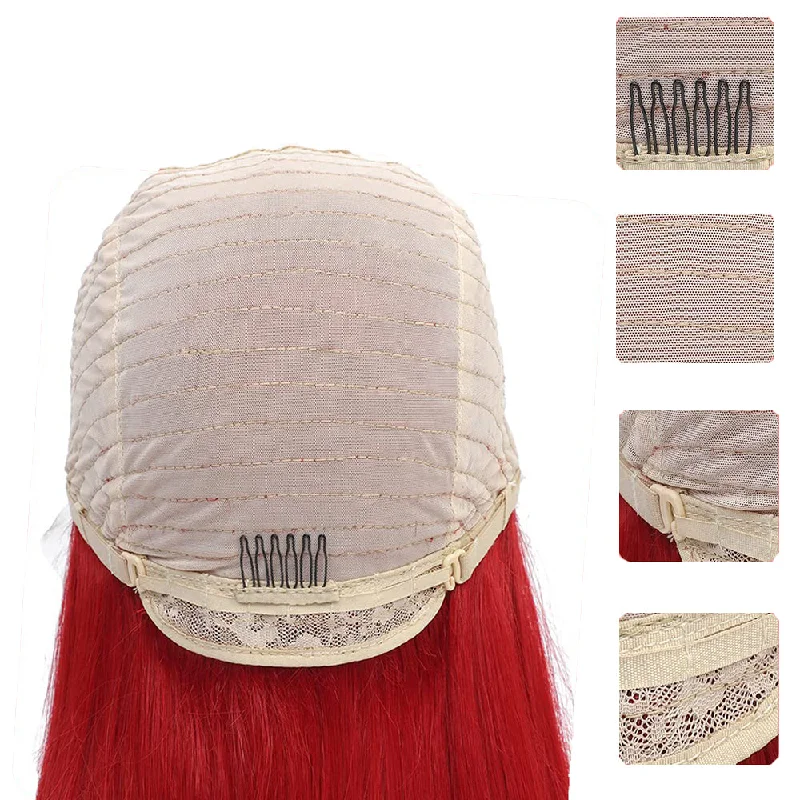 Tara Straight Human Hair T Part Lace Front Wig # Red