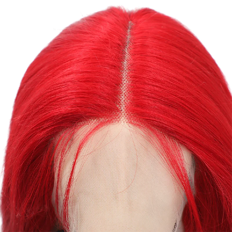 Tara Straight Human Hair T Part Lace Front Wig # Red