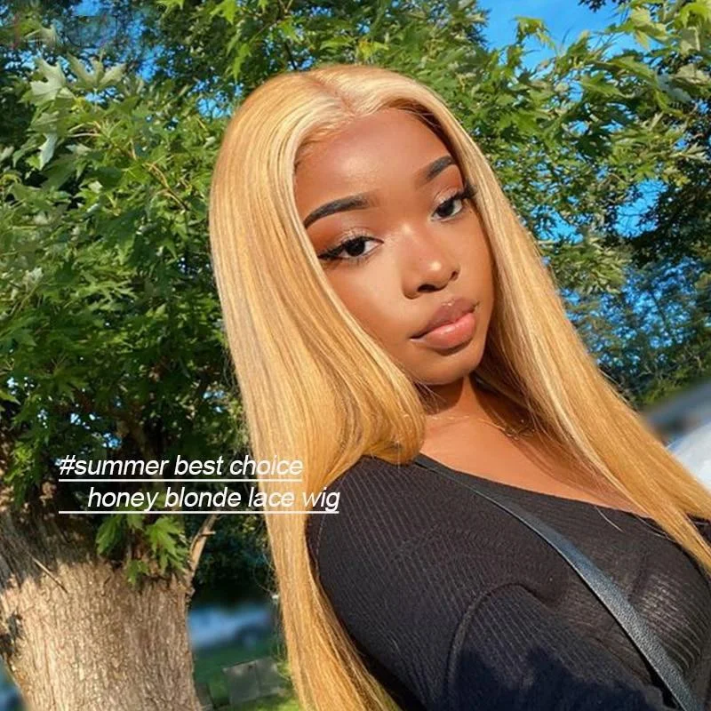 Summer Honey Blonde 13x4/4x4  Transparent Lace Wigs Straight Human Hair Wigs Vrvogue Hair