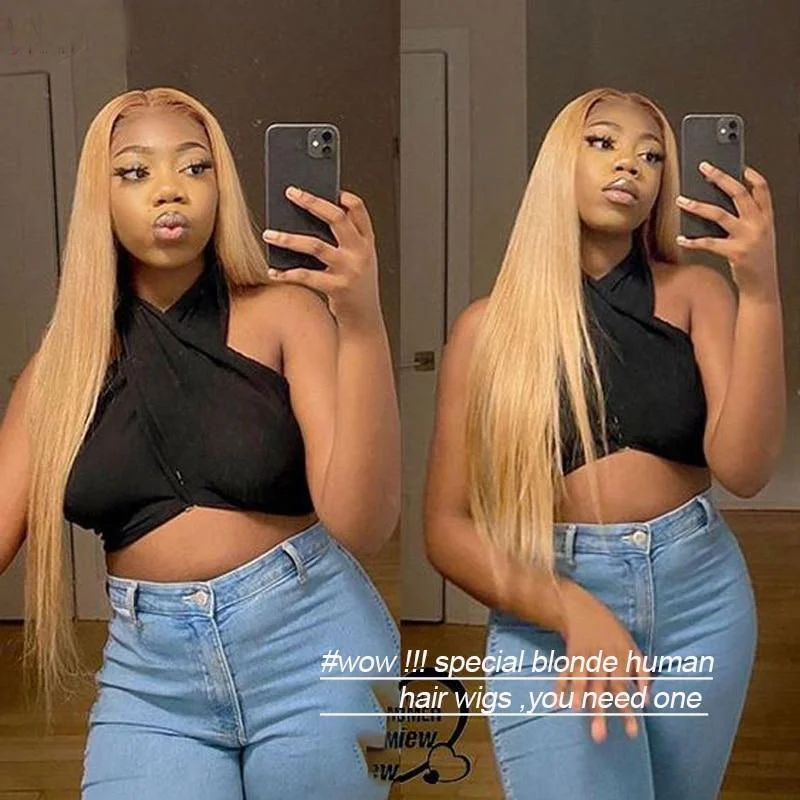 Summer Honey Blonde 13x4/4x4  Transparent Lace Wigs Straight Human Hair Wigs Vrvogue Hair